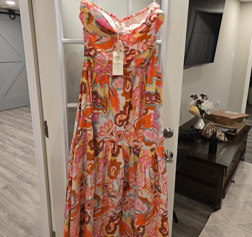 Maxi Sundress in Orange & Pink Floral Print